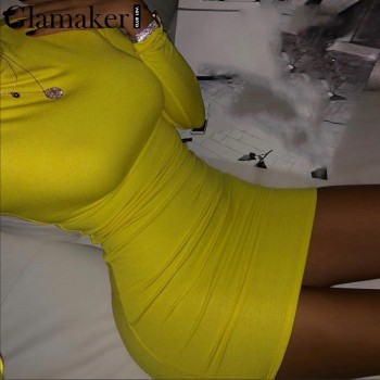 Sexy turtleneck knitted dress Women summer bodycon black dress Female long sleeve party Orange Yellow Apricot